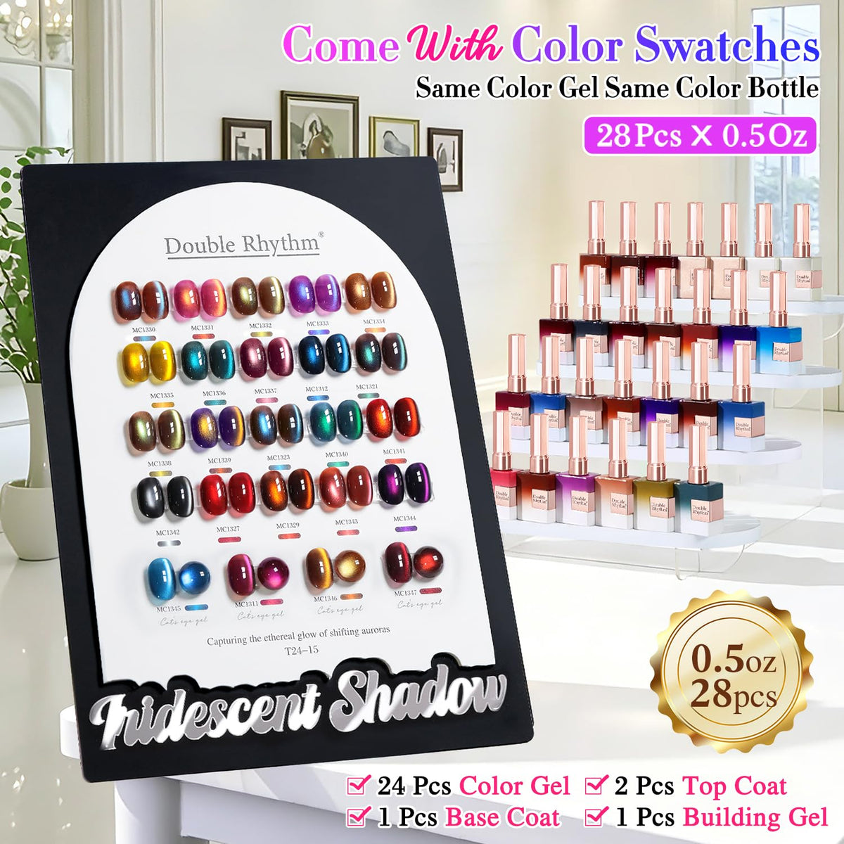 Display of the Double Rhythm Gel Nail Polish Set packaging