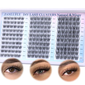Display of wispy lash clusters in various styles