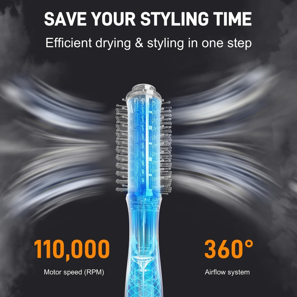 DISSTAR Hair Blow Dryer Brush showing heat settings