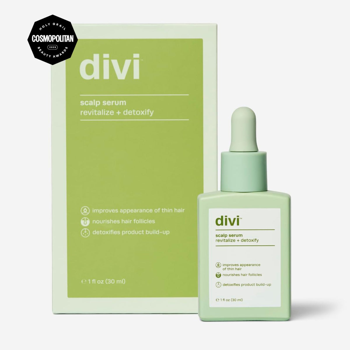 divi Scalp Serum 30ml bottle side view