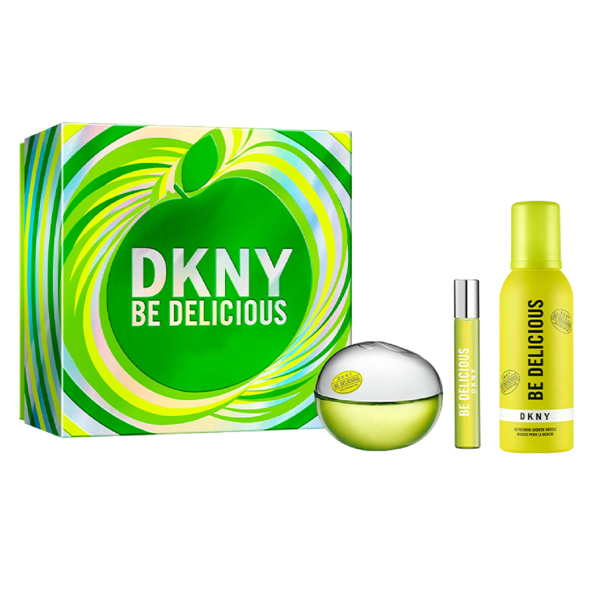 DKNY Be Delicious Eau de Parfum Gift Set front view with vibrant packaging