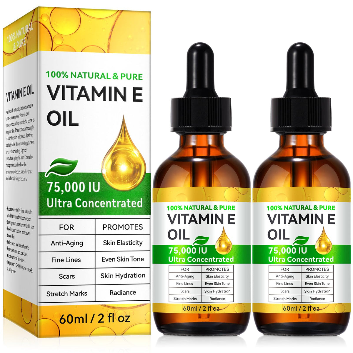 DLOMFVFQ Vitamin E Oil 75,000 IU front view packaging