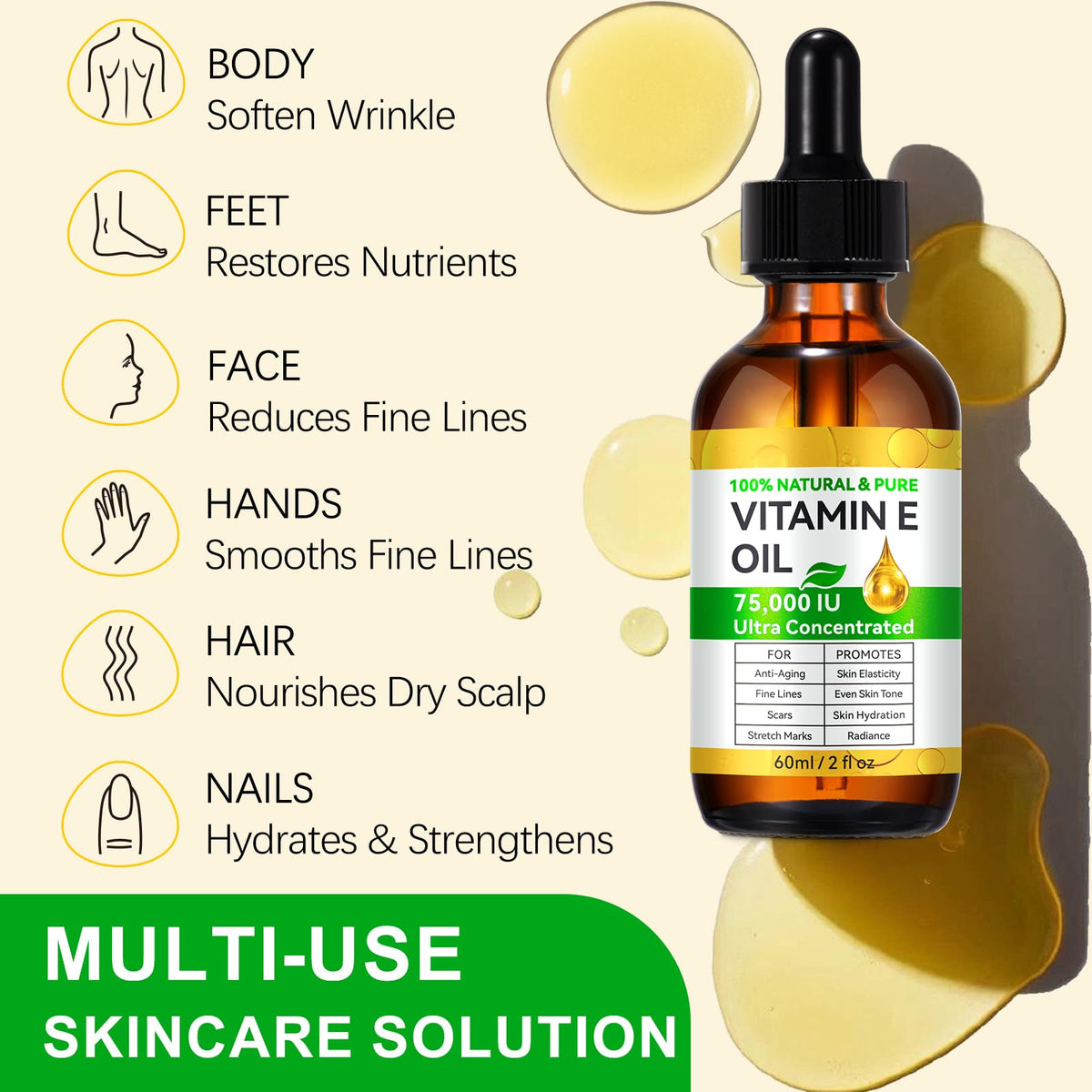 DLOMFVFQ Vitamin E Oil 75,000 IU with dropper