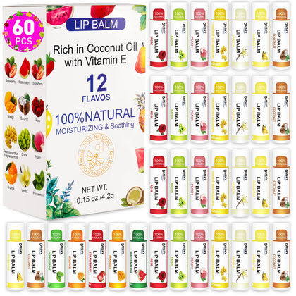 Dmsky 60 Pack Lip Balm assorted flavours front view