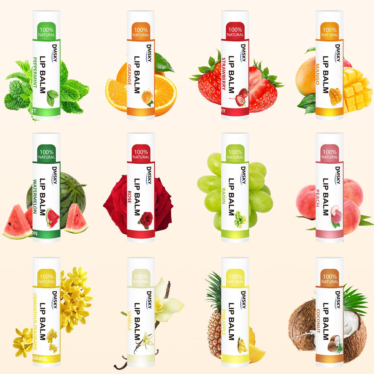 Dmsky Lip Balm in Strawberry flavour tube