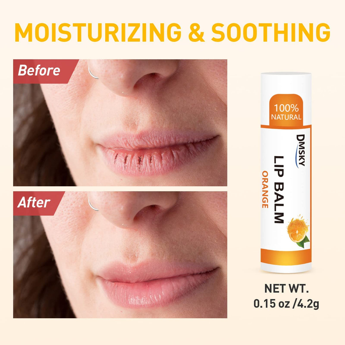 Dmsky lip balm Mango flavour tube in hand