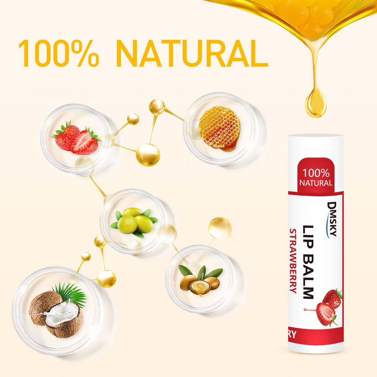Dmsky lip balm pack with Vanilla and Peach flavours