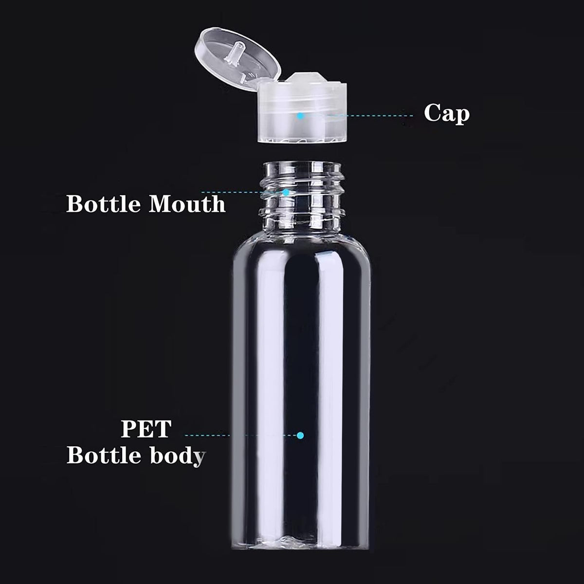 DNSEN travel bottles showing transparent design and labels