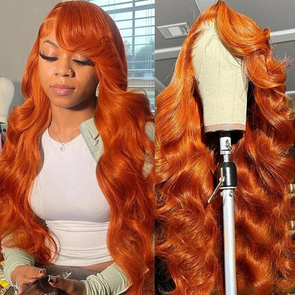 Dochuman Ginger Wig 24inch front view with body wave texture
