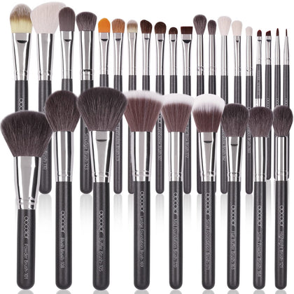 docolor 29Pcs Makeup Brushes Set front view with PU flip case
