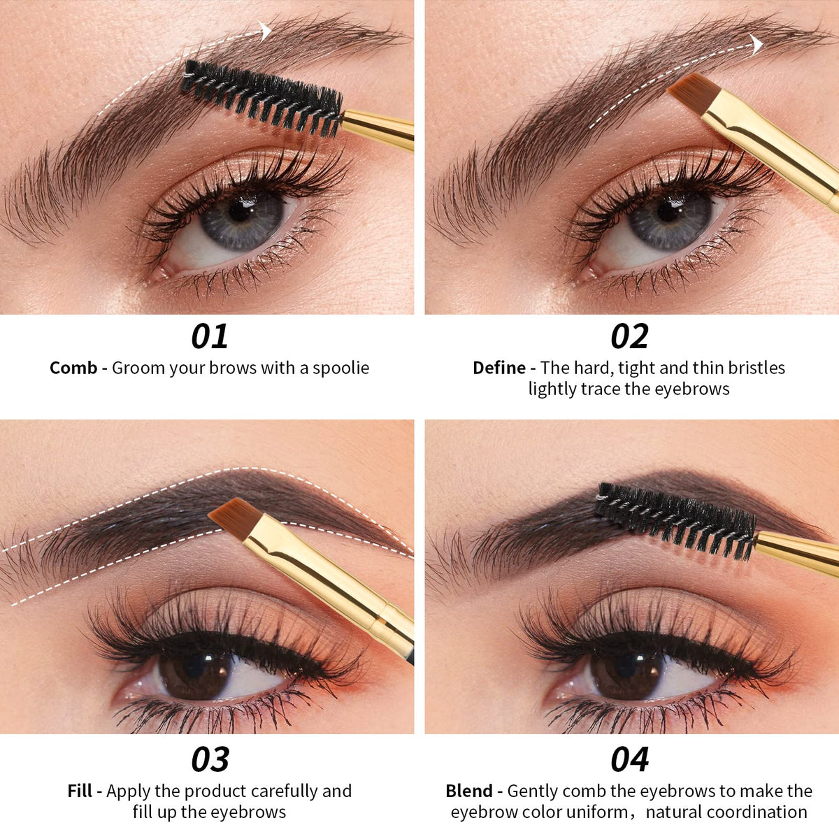 Docolor Eyebrow Brush Duo with spoolie brush head close-up