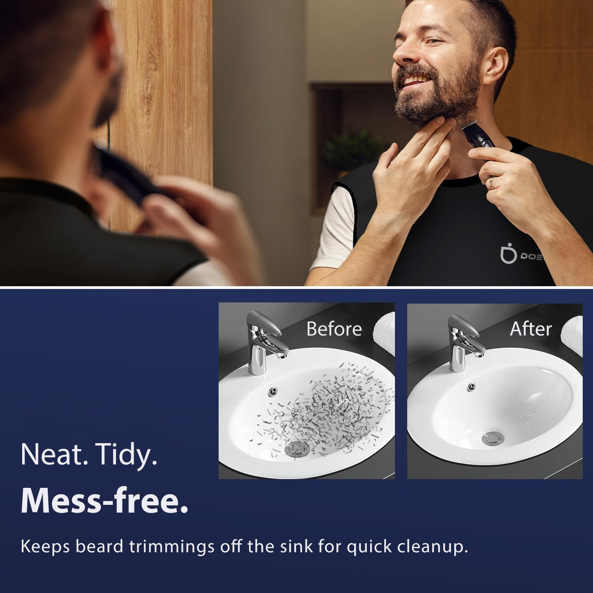 DOEPSILON Beard Bib with suction cups attached to mirror