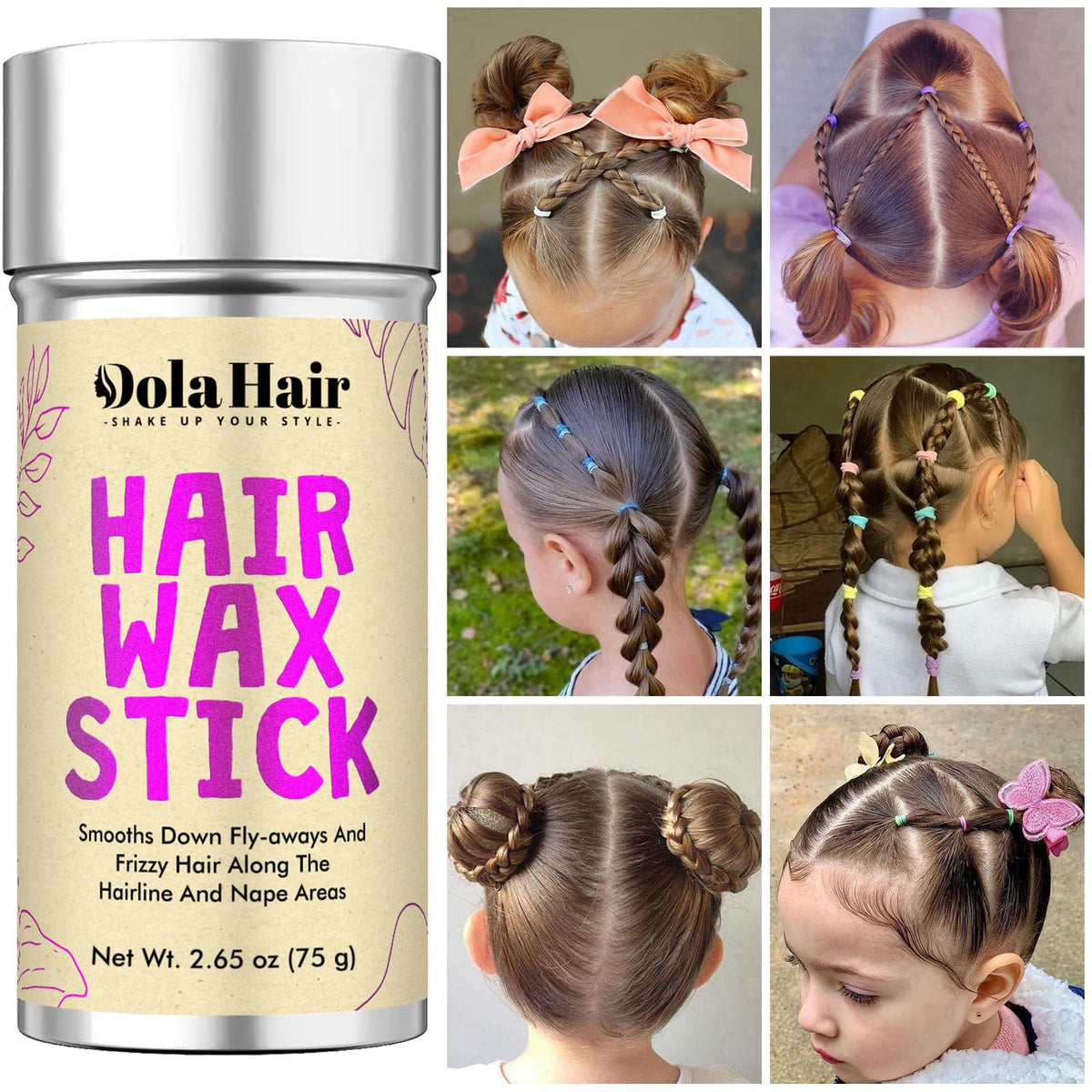 Dolahair Hair Wax Stick packaging with dimensions
