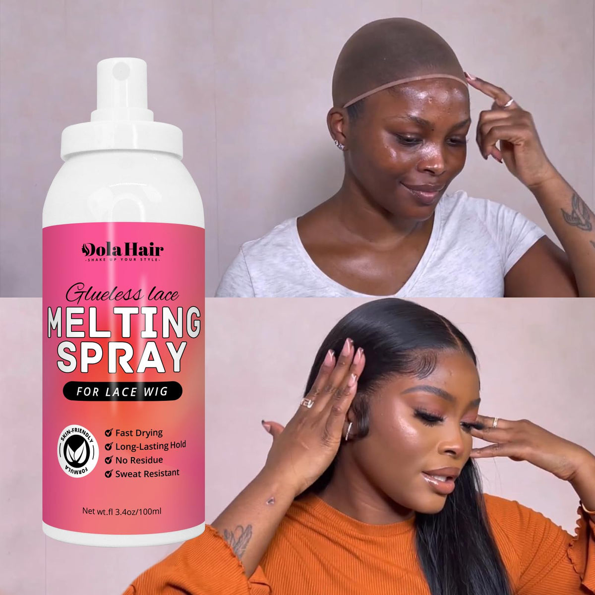Dolahair Lace Melting Spray application demonstration