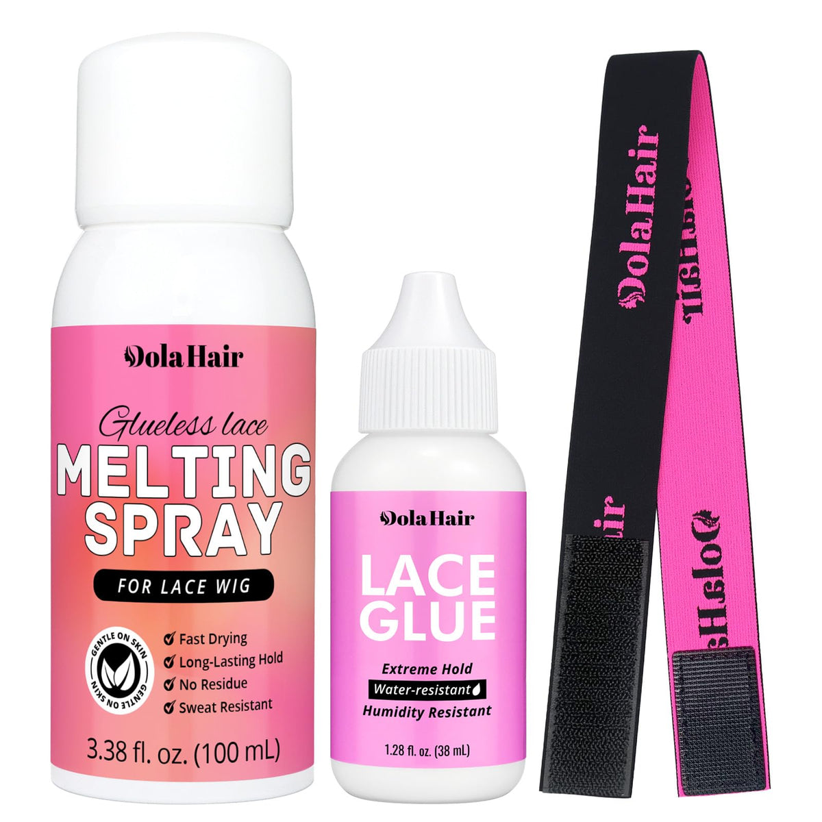 Dolahair Lace Melting Spray Kit front view with 200g bottle