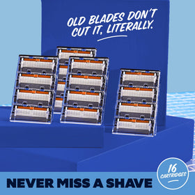Dollar Shave Club razor blades in a row