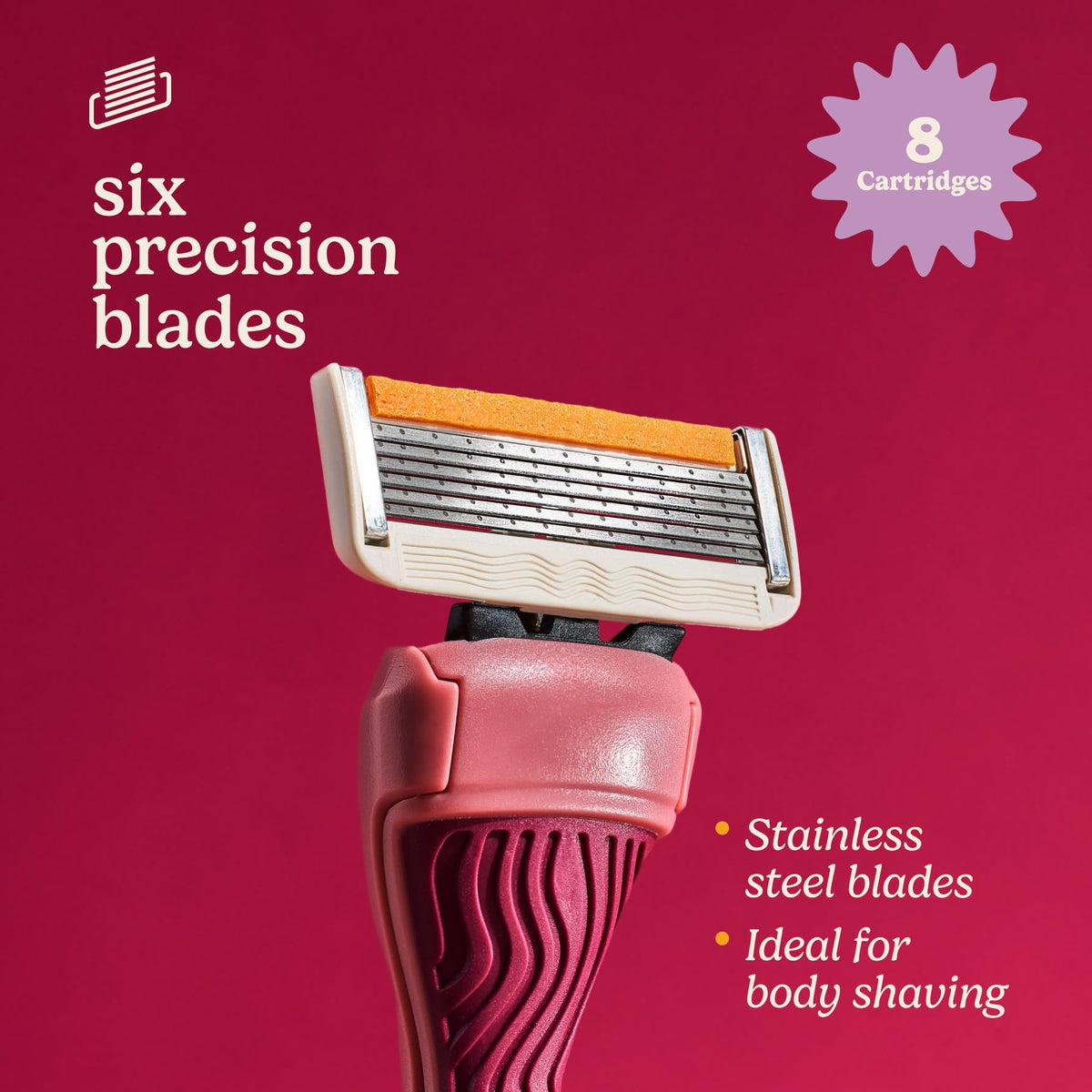 Dollar Shave Club women's razor blades in a clean setting