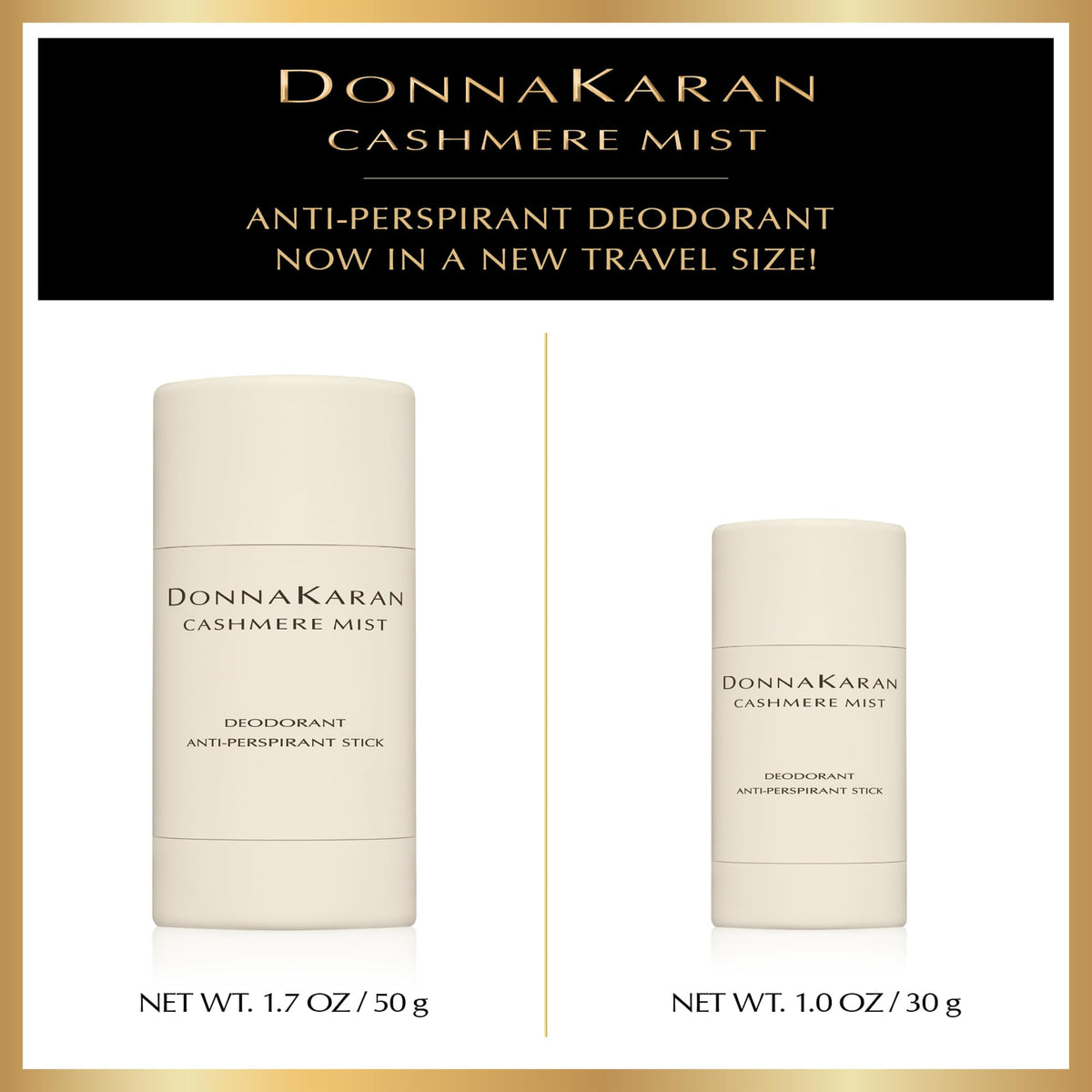 Donna Karan Cashmere Mist Deodorant Stick travel size comparison