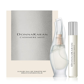 Donna Karan Cashmere Mist Eau de Toilette Set front view with mini and purse spray
