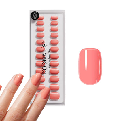 Doonails Soft Gel Press-On Nails 30-Piece Set in Peach Please front view