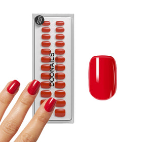 Doonails Soft Gel Press-On Nails 30-Piece Set in Rose Red front view