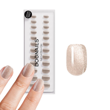 Doonails Soft Gel Press-On Nails Champagne Cat Eye set front view