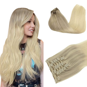 DOORES 18 Inch Balayage Clip In Hair Extensions front view
