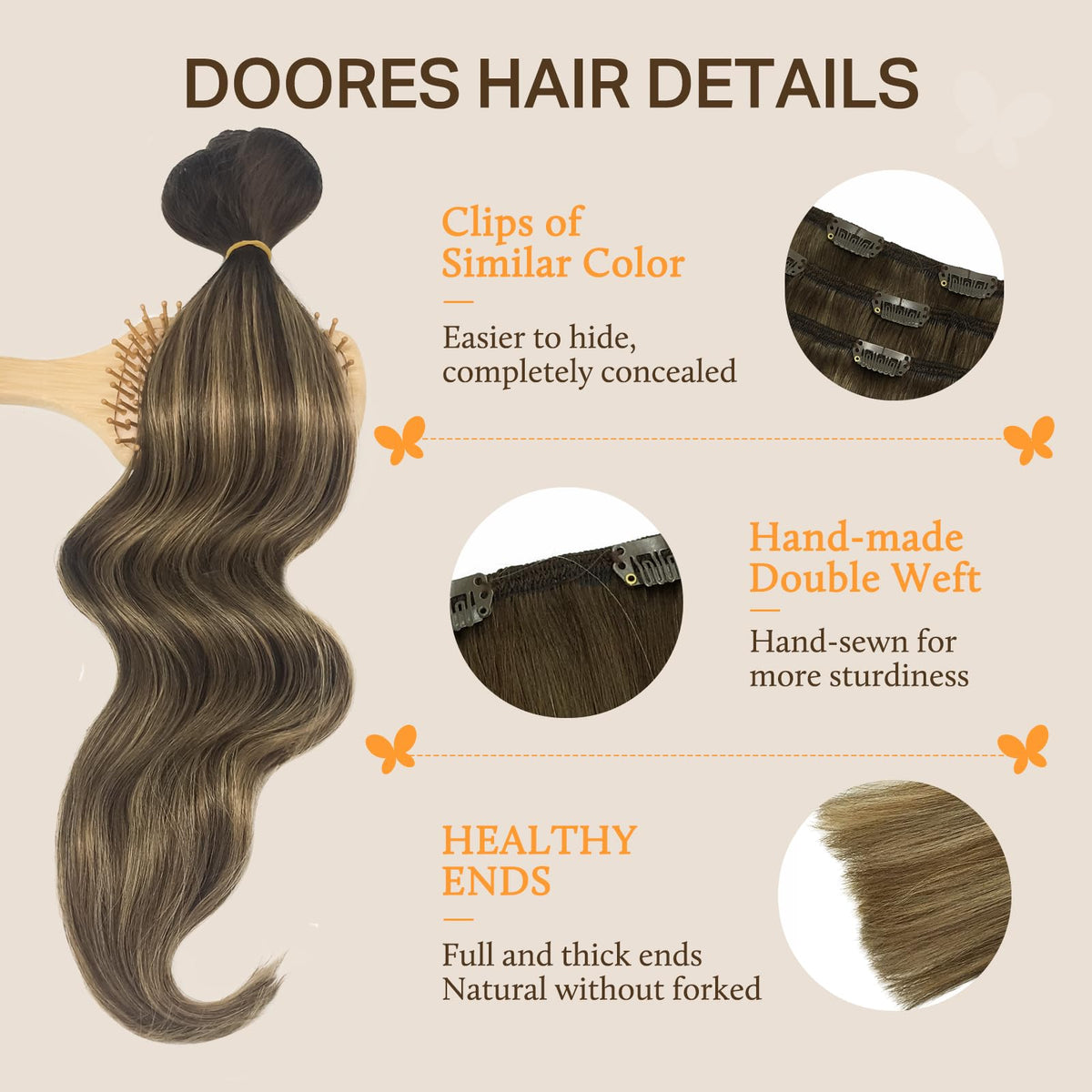 DOORES Balayage Clip in Extensions displayed on a mannequin