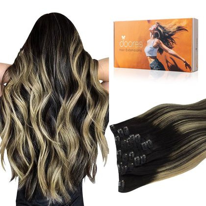 DOORES Clip in Hair Extensions 120g front view