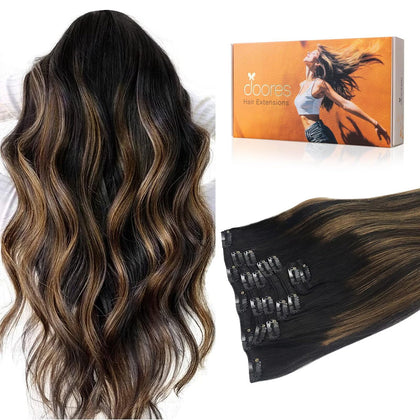 DOORES Clip in Hair Extensions 120g front view