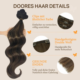 DOORES Clip in Hair Extensions 120g in various colours