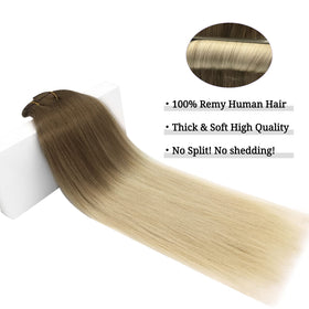 DOORES Clip in Hair Extensions 120g on model