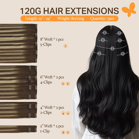 DOORES Clip in Hair Extensions 120g packaging