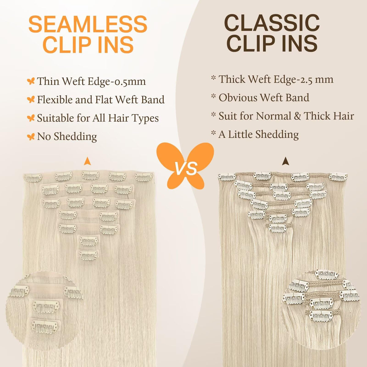 DOORES Clip in Hair Extensions 130g installation process