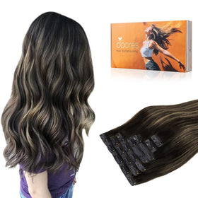 DOORES Clip in Hair Extensions 130g pack front view