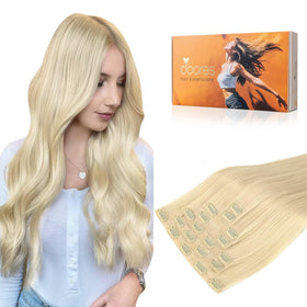 DOORES Clip in Hair Extensions 14 inch front view