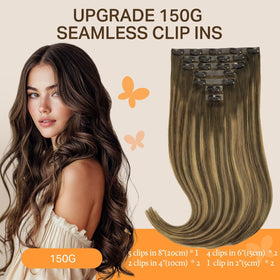 DOORES Clip in Hair Extensions 150g back view