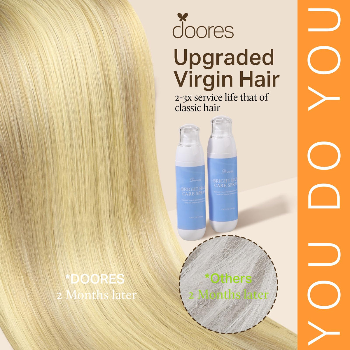 DOORES Clip in Hair Extensions 150g close-up of clips