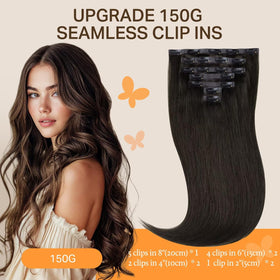 DOORES Clip in Hair Extensions 150g pack side view
