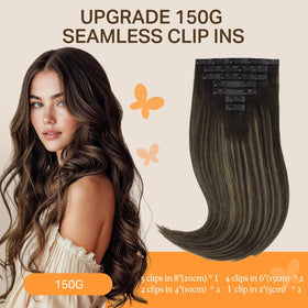 DOORES Clip in Hair Extensions 150g pack side view