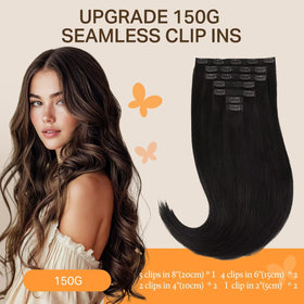 DOORES Clip in Hair Extensions 150g pack side view