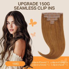 DOORES Clip in Hair Extensions 150g side view