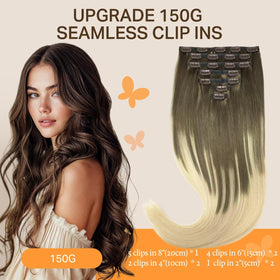DOORES Clip in Hair Extensions 150g side view
