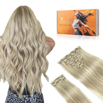 DOORES Clip in Hair Extensions 150g upgrade front view