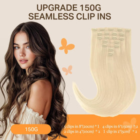 DOORES Clip in Hair Extensions 16 inch side view