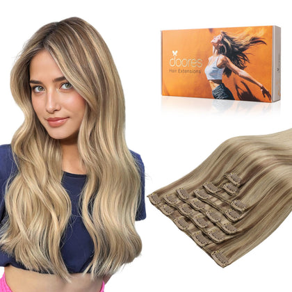 DOORES Clip in Hair Extensions 170g front view