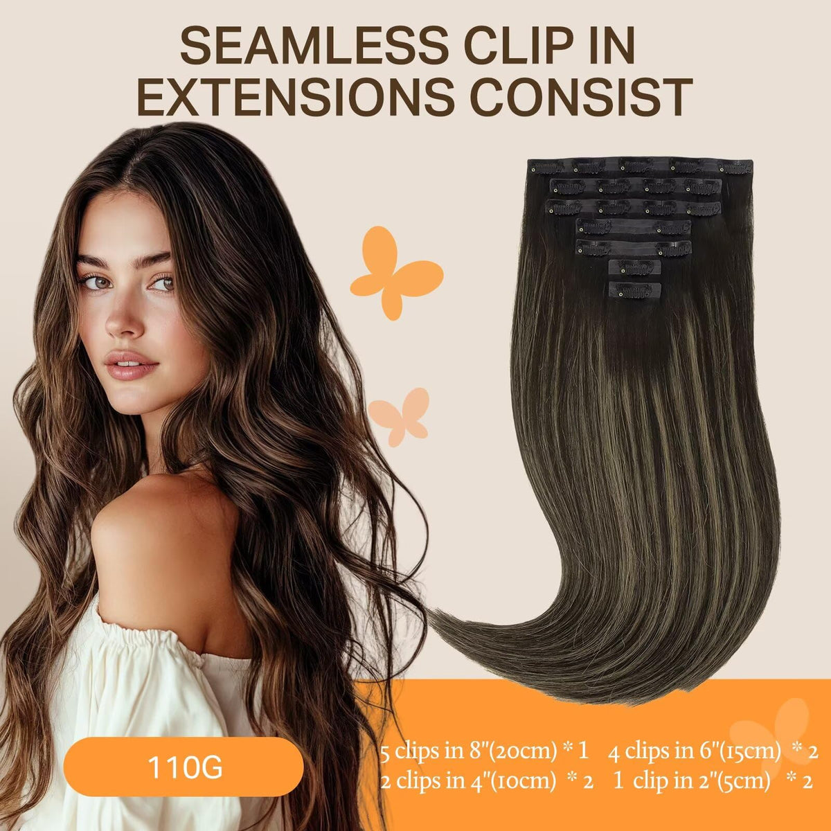 DOORES Clip in Hair Extensions 170g packaging