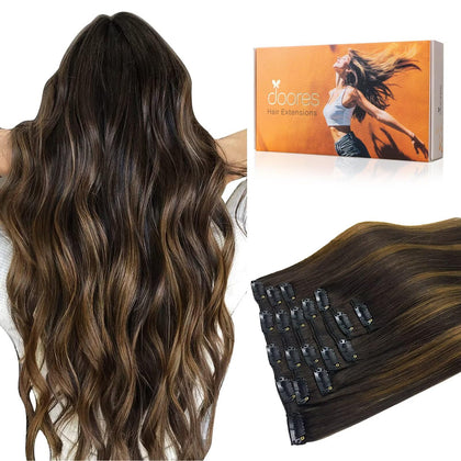 DOORES Clip in Hair Extensions 190g front view