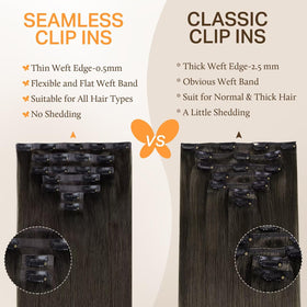 DOORES Clip in Hair Extensions 2 inch pieces layout