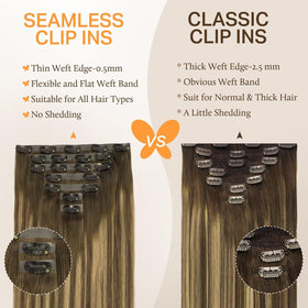 DOORES Clip in Hair Extensions 200g 22" length back view